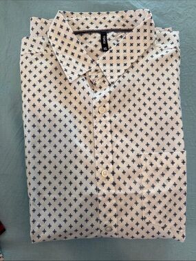 Toku White Shirt w/ Navy Geometric Print - Men's Button-Down